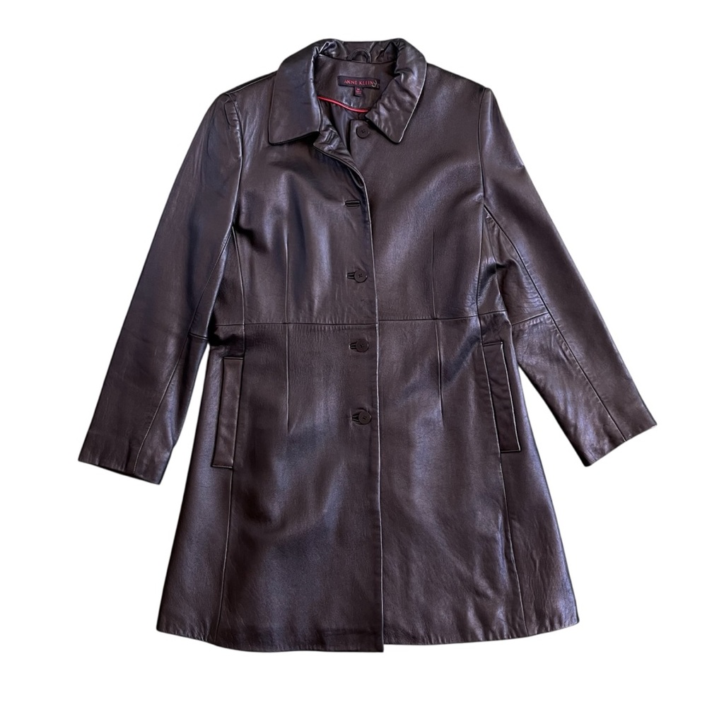 Vintage Anne Klein Women's Black Leather Coat
